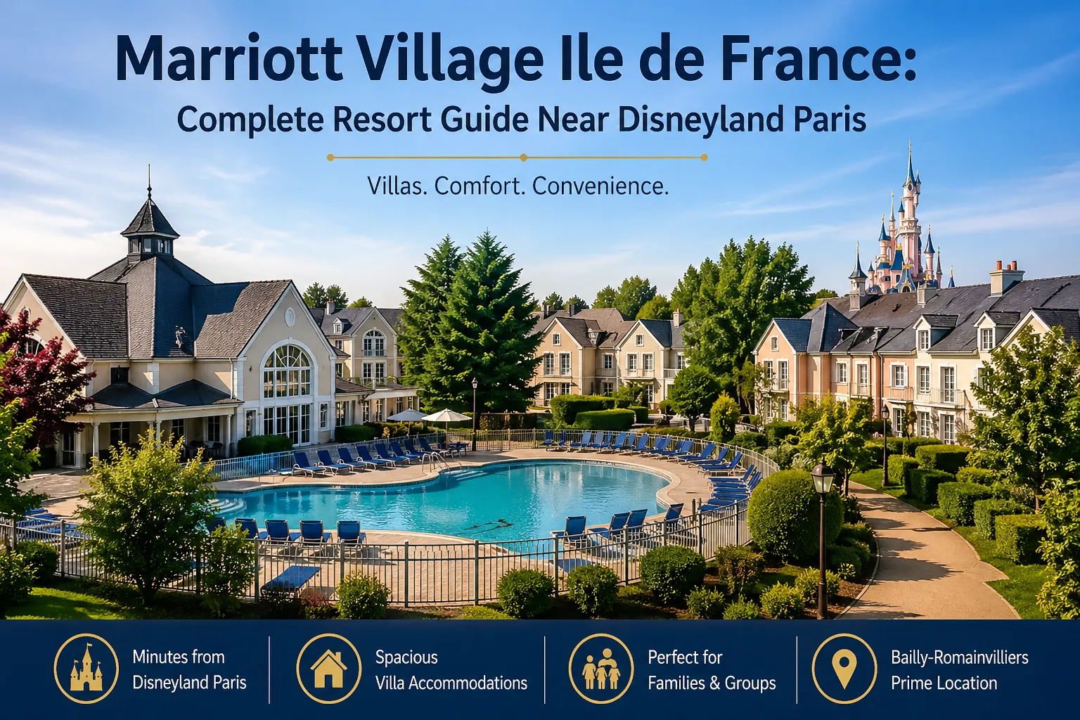 Marriott Village Ile de France resort with pool and villa-style accommodations near Disneyland Paris