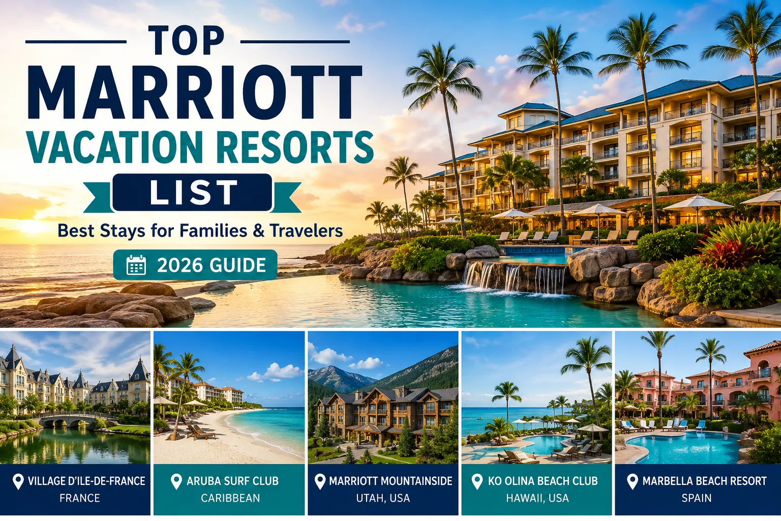 Top Marriott vacation resorts list featuring luxury family-friendly resorts and vacation club destinations worldwide